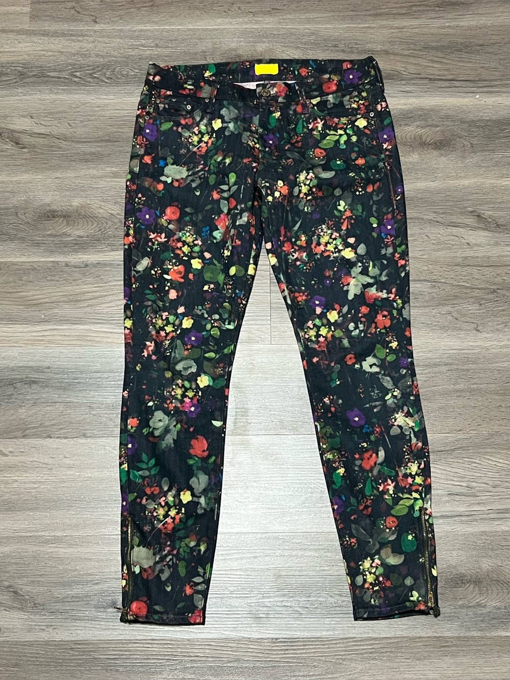 Mother Denim The Looker Ankle Zip Pants Magical Forest Print Women's 27 Floral